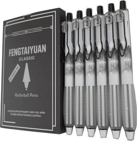 Fengtaiyuan FRW01P6، 6 عبوات، قلم محايد للضغط، مثلث مضاد للانزلاق، لون متدرج، رأس قلم فائق الدقة 0.5 مم، حبر أسود، كتابة سلسة، قبضة مريحة (أسود FRW01P6) in Kuwait