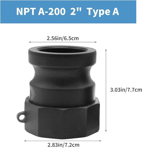 EATAKWARD 2Pcs A-200 2 Inch Camlock Coupling Kit, Polypropylene External Camlock with External Threads, Suitable for Industrial Chemical Pipelines in Saudi Arabia