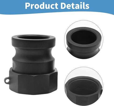 EATAKWARD 2Pcs A-200 2 Inch Camlock Coupling Kit, Polypropylene External Camlock with External Threads, Suitable for Industrial Chemical Pipelines in Saudi Arabia