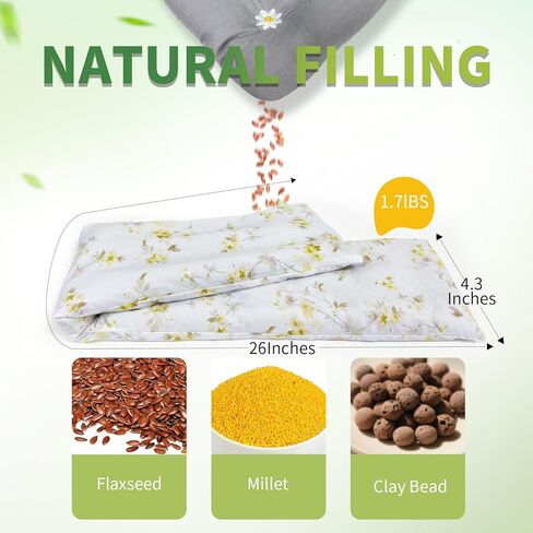 Heating pad for Neck Shoulders and Back Microwavable Machine Washable 26x4.3 Microwave Rice Bag for Heat Therapy Reusable Hot Pack for Muscle Cramps Moist Warm Bean Bag for Pain Relief Unscented in Kuwait