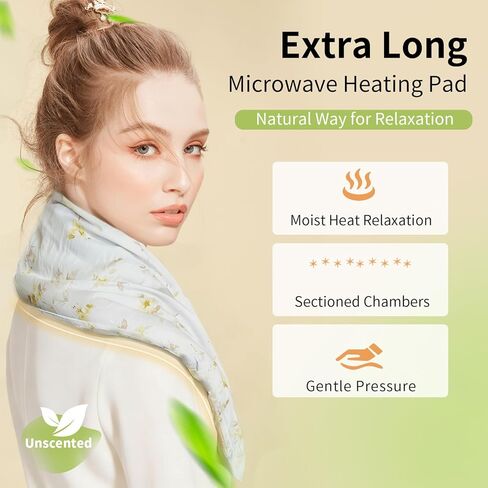 Heating pad for Neck Shoulders and Back Microwavable Machine Washable 26x4.3 Microwave Rice Bag for Heat Therapy Reusable Hot Pack for Muscle Cramps Moist Warm Bean Bag for Pain Relief Unscented in Kuwait