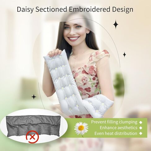 Heating pad for Neck Shoulders and Back Microwavable Machine Washable 26x4.3 Microwave Rice Bag for Heat Therapy Reusable Hot Pack for Muscle Cramps Moist Warm Bean Bag for Pain Relief Unscented in Kuwait