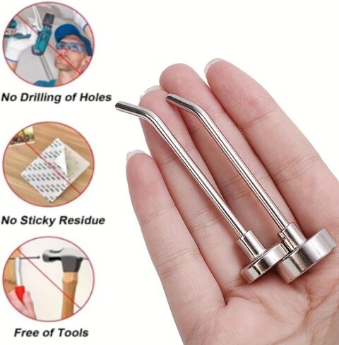 10 عبوات من خطافات مغناطيسية نيوديميوم قوية، خطافات كروز شديدة التحمل مقاس 2.76 بوصة مع تصميم طويل مضاد للسقوط، لا توجد شماعات مغناطيسية للثلاجة، المرآب، المطبخ، مناشف التعليق، المفاتيح، المظلات in Kuwait