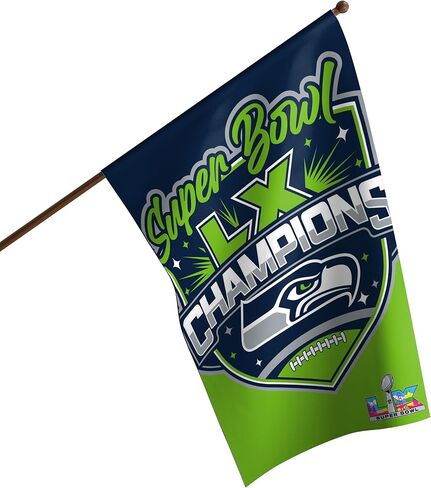فوكو سياتل سي هوكس NFL Super Bowl LX Champions العلم العمودي in Saudi Arabia