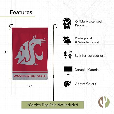 علم حديقة Desert Cactus Washington State University WSU - لافتة ولاية واشنطن كوجر مقاس 19 × 12 بوصة، للعرض والمناسبات الخارجية (التصميم A) in Saudi Arabia
