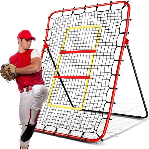 Baseball Rebounders + Pitchback Net,Adjustable 5 Angle Pitch Return Trainer for Fielding,Pitching & Catch Practice,Rebound Net with 3 Targets Simulate Grounders, Line Drives,Fly Balls for All Players in Kuwait