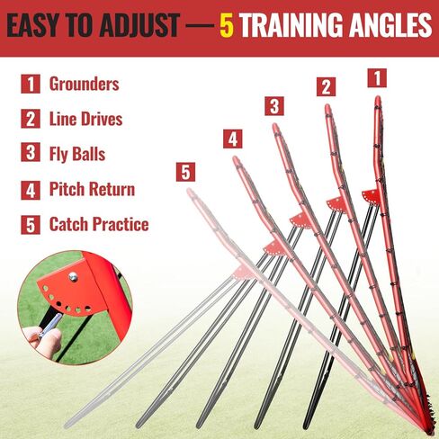 Baseball Rebounders + Pitchback Net,Adjustable 5 Angle Pitch Return Trainer for Fielding,Pitching & Catch Practice,Rebound Net with 3 Targets Simulate Grounders, Line Drives,Fly Balls for All Players in Kuwait