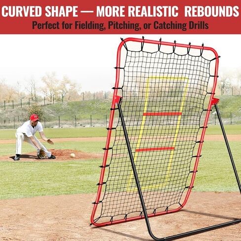 Baseball Rebounders + Pitchback Net,Adjustable 5 Angle Pitch Return Trainer for Fielding,Pitching & Catch Practice,Rebound Net with 3 Targets Simulate Grounders, Line Drives,Fly Balls for All Players in Kuwait