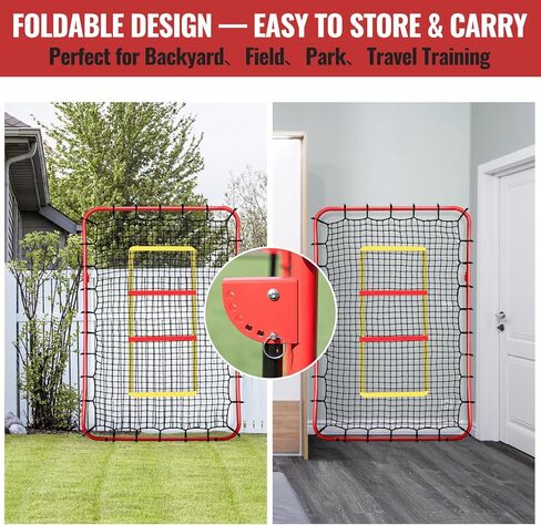 Baseball Rebounders + Pitchback Net,Adjustable 5 Angle Pitch Return Trainer for Fielding,Pitching & Catch Practice,Rebound Net with 3 Targets Simulate Grounders, Line Drives,Fly Balls for All Players in Kuwait