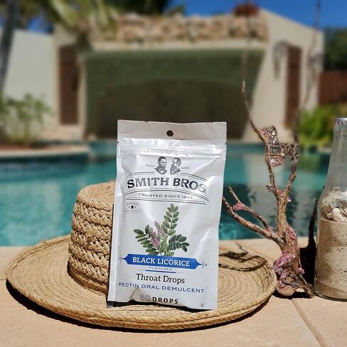 أقراص استحلاب التهاب الحلق مع البكتين من سميث براذرز (عرق السوس الأسود، 4 أكياس): قطرات حلوى عتيقة للحلق - قطرة السعال الأمريكية الأصلية in Kuwait