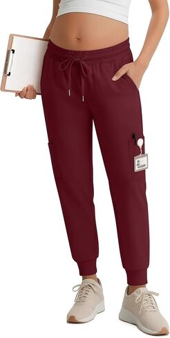 Xaatren Women's Maternity Scrub Pants with 6 Pockets Workwear Pregnancy Joggers Drawstring Over The Belly Medical Bottoms in Saudi Arabia