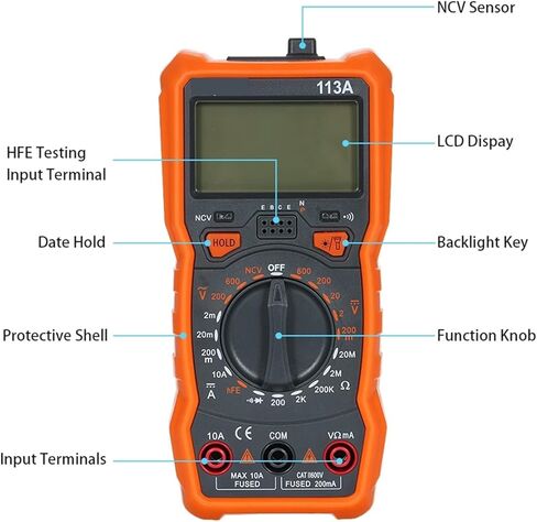 Current Signal Generator Multimeter Multimetro Tester Digital Multimeter 6000 Counts Auto Ranging AC/DC Voltage Temperature Measuring Meter in Kuwait