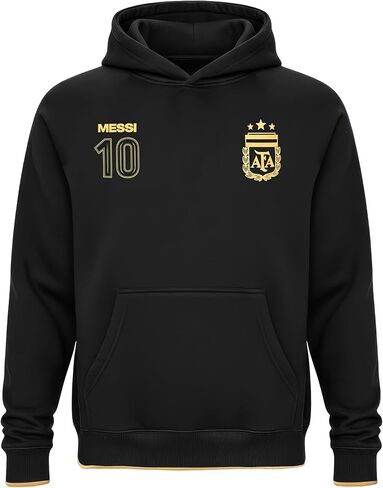 كنزة صوفية Icon Sports Kids Lionel Messi #10 Argentina AFA باللونين الأسود والذهبي - مقاسات الشباب - سويت شيرت لكرة القدم لكرة القدم in Saudi Arabia