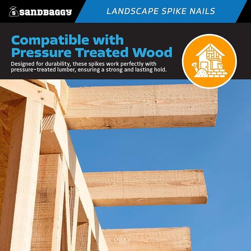 مسامير سبايك ذات مناظر طبيعية مقاس 3/8 بوصة × 10 بوصة من Sandbaggy - مسامير خشبية مجلفنة - البناء، حواف المناظر الطبيعية، الإطار، نسيج المناظر الطبيعية (3/8 بوصة × 10 بوصة (مجلفنة)، 20) in Kuwait