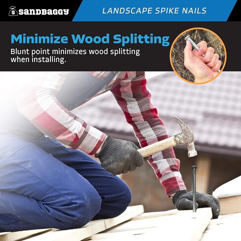 مسامير سبايك ذات مناظر طبيعية مقاس 3/8 بوصة × 10 بوصة من Sandbaggy - مسامير خشبية مجلفنة - البناء، حواف المناظر الطبيعية، الإطار، نسيج المناظر الطبيعية (3/8 بوصة × 10 بوصة (مجلفنة)، 20) in Kuwait