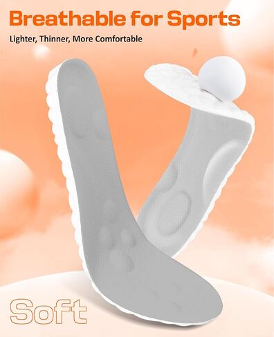 Cloud-Like Comfort Insoles for Men & Women | 4D Massage Cushioning Memory Foam & Arch Support, Orthopedic Inserts for Pain Relief, All-Day Standing, Work, Running, Black 1 Pair in Saudi Arabia