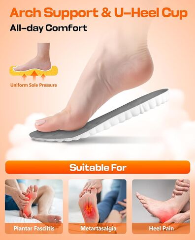Cloud-Like Comfort Insoles for Men & Women | 4D Massage Cushioning Memory Foam & Arch Support, Orthopedic Inserts for Pain Relief, All-Day Standing, Work, Running, Black 1 Pair in Saudi Arabia