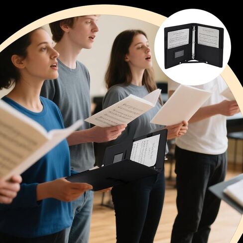 FINGERINSPIRE Sheet Music Folder Black PU Leather Piano Sheet Folder 3 Ring Binder Music Holder with Elastic Band and Handle Rectangle Notebook Binder Organizer for Piano Choral Music Performance in Saudi Arabia