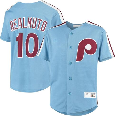 J. T. Realmuto فيلادلفيا فيليز #10 MLB البيسبول للأطفال الشباب 4-20 أزرق فاتح لاعب كوبرستاون جيرسي in Saudi Arabia