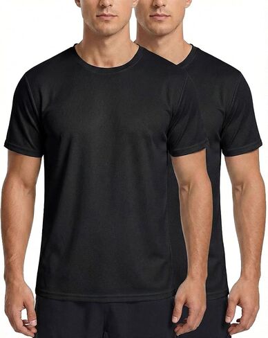 2Pcs Men's Short-Sleeve Sports T-Shirts, Quick-Drying and Breathable Tops for Gym, and Running in Saudi Arabia