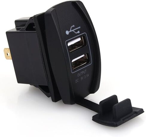 DC 12V-24V Dual USB Socket 5V 3.1A USB Charging Dock Car Quick Fast USB Rocker Switch for Car Boats Motorcycle Electric Car ATV in Saudi Arabia