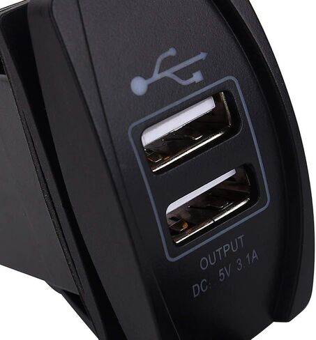 DC 12V-24V Dual USB Socket 5V 3.1A USB Charging Dock Car Quick Fast USB Rocker Switch for Car Boats Motorcycle Electric Car ATV in Saudi Arabia
