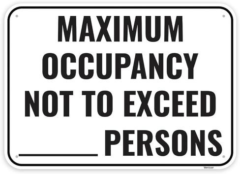 1PC Maximum Occupancy Sign, 14 x 10 Inches - Aluminum - Self-Adhesive Max Capacity Signs For Business in Saudi Arabia