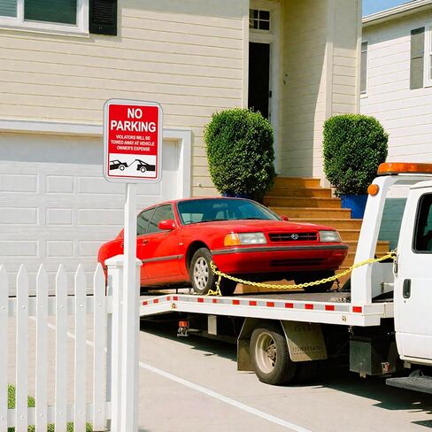 No Parking Signs Will Be Towed, 3 Pack 7x10 Inch No Parking Sign Vinyl Sticker, Violators Will Be Towed Away at Vehicle Owner’s Expense, Non Metal Weatherproof, Fade-Resistant, Easy to Mount, For Driveway, Private Property, Soslina in Kuwait