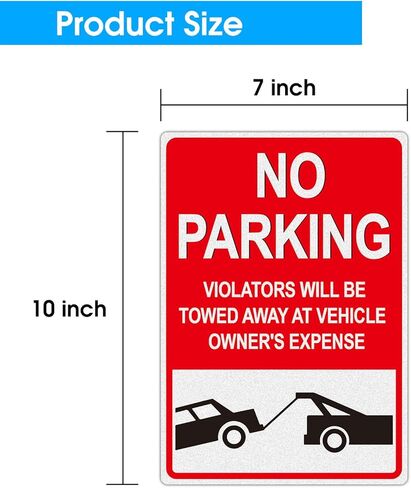 No Parking Signs Will Be Towed, 3 Pack 7x10 Inch No Parking Sign Vinyl Sticker, Violators Will Be Towed Away at Vehicle Owner’s Expense, Non Metal Weatherproof, Fade-Resistant, Easy to Mount, For Driveway, Private Property, Soslina in Kuwait