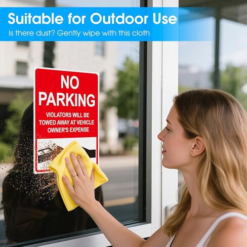 No Parking Signs Will Be Towed, 3 Pack 7x10 Inch No Parking Sign Vinyl Sticker, Violators Will Be Towed Away at Vehicle Owner’s Expense, Non Metal Weatherproof, Fade-Resistant, Easy to Mount, For Driveway, Private Property, Soslina in Kuwait