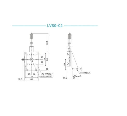 Z-axis 80 * 80mm LV80-C2 Sliding Table Manual Displacement Vertical Lifting fine Adjustment in Saudi Arabia