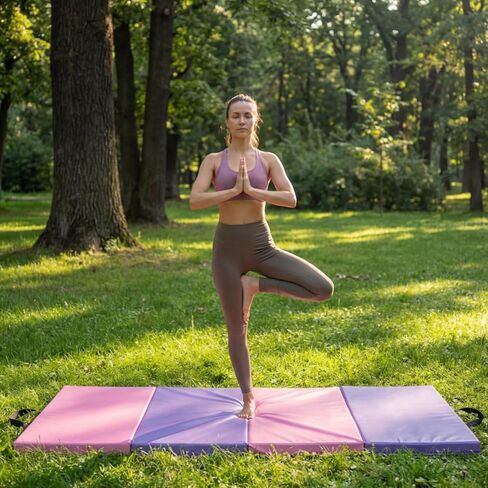 6.2x3 ft Gymnastics Mat, 5-fold (1.3 inch thick) / 4-fold (2 inch thick) Tumbling & Exercise Pad, Folding Floor Mat for Home Workouts, Yoga, Pilates, Aerobics and Martial Arts Training in Saudi Arabia