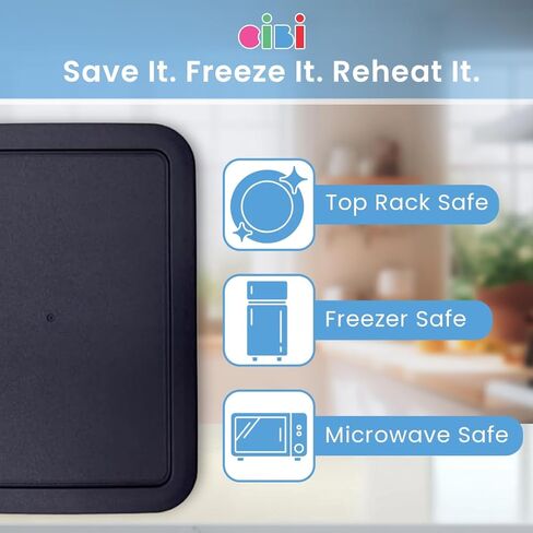 CIBI Food Storage Container Lids (3 Cup, Black - 4 PK) Compatible with Pyrex 7210-PC Glass Containers, Dishwasher and Microwave Safe Replacement Lids in Saudi Arabia
