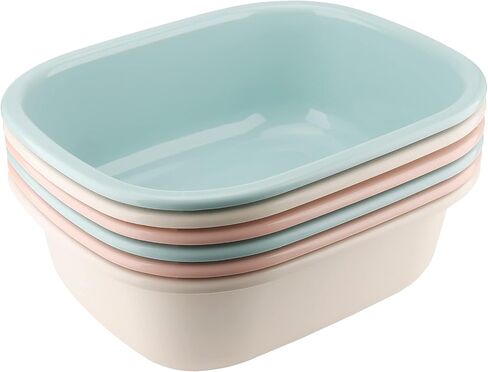 6 Pack 13L 12 Quart Dish Pan, 14.5 x 11.8 x 4.7 Inch Plastic Wash Tub Basin, Stackable Commercial Bus Box for Washing Dishes in Saudi Arabia