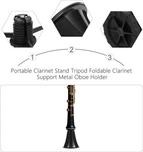 Ciieeo Portable Clarinet Stand with Detachable Abs Holder, Folding Oboe and Wind Instrument Bracket, Lightweight Tripod Musician Accessory for Travel and Stage Use in Saudi Arabia