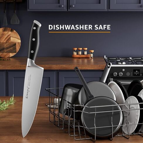 Emojoy Knife Set, 18-Piece Kitchen Knife Set with Block Wooden, Manual Sharpening for Chef Knife Set, German Stainless Steel in Kuwait