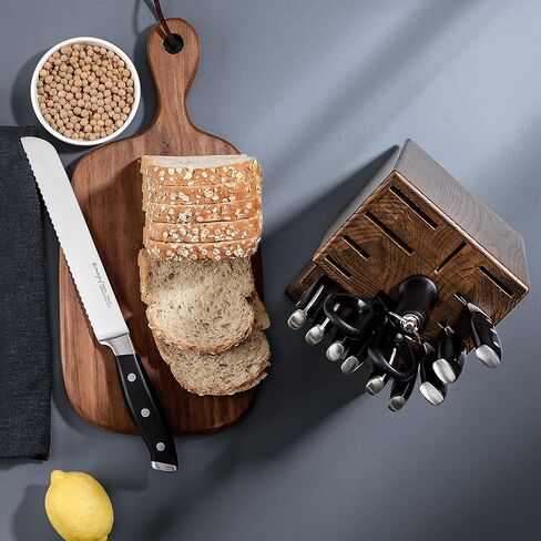 Emojoy Knife Set, 18-Piece Kitchen Knife Set with Block Wooden, Manual Sharpening for Chef Knife Set, German Stainless Steel in Kuwait