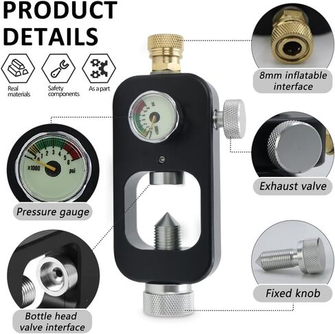 محول DIN Valve Scuba ومحول تعبئة كرات الطلاء PCP، محطة تعبئة كرات الطلاء، أداة إعادة تعبئة أسطوانة الغاز ذات الضغط العالي، ضغط عالي 4500 رطل لكل بوصة مربعة مع خرطوم الهواء in Saudi Arabia