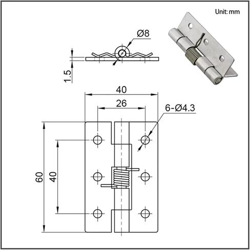 304 الفولاذ المقاوم للصدأ 2.5 بوصة مفصل باب نابض 1 قطعة in Kuwait