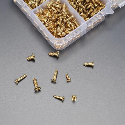 1170 Pcs Mini Screws, M2 M2.5 M3 Small Phillips Flat Head Wood Screwss, Gold Self Tapping Micro Screws for Electronics Sunglasses Eyeglasses Watch Repair Screw Assortment in Saudi Arabia