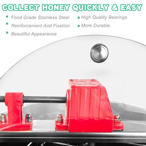 فاصل مستخرج العسل بإطار 4/8، طبلة دوارة على شكل قرص العسل، معدات طرد مركزي منحل من الفولاذ المقاوم للصدأ بدرجة الغذاء مع حوامل ارتفاع قابلة للتعديل، استخراج يدوي لتربية النحل in Kuwait