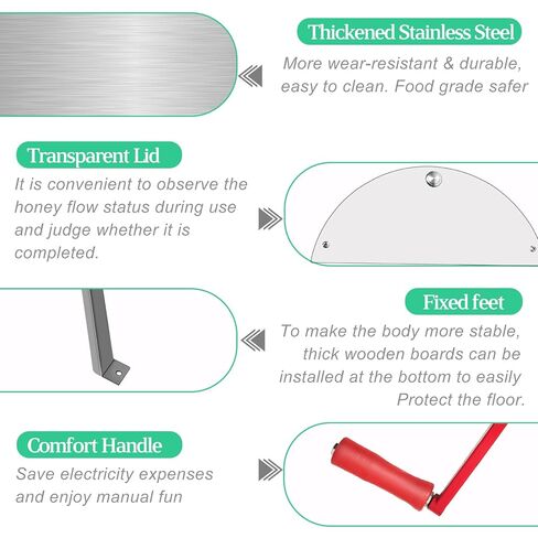فاصل مستخرج العسل بإطار 4/8، طبلة دوارة على شكل قرص العسل، معدات طرد مركزي منحل من الفولاذ المقاوم للصدأ بدرجة الغذاء مع حوامل ارتفاع قابلة للتعديل، استخراج يدوي لتربية النحل in Kuwait