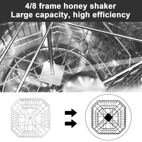 فاصل مستخرج العسل بإطار 4/8، طبلة دوارة على شكل قرص العسل، معدات طرد مركزي منحل من الفولاذ المقاوم للصدأ بدرجة الغذاء مع حوامل ارتفاع قابلة للتعديل، استخراج يدوي لتربية النحل in Kuwait