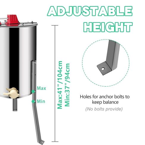 فاصل مستخرج العسل بإطار 4/8، طبلة دوارة على شكل قرص العسل، معدات طرد مركزي منحل من الفولاذ المقاوم للصدأ بدرجة الغذاء مع حوامل ارتفاع قابلة للتعديل، استخراج يدوي لتربية النحل in Kuwait