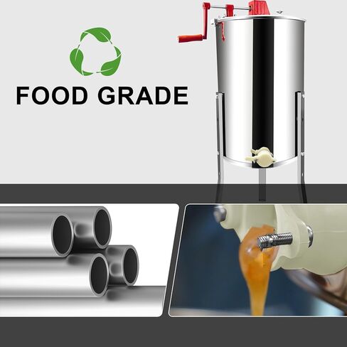 فاصل مستخرج العسل بإطار 4/8، طبلة دوارة على شكل قرص العسل، معدات طرد مركزي منحل من الفولاذ المقاوم للصدأ بدرجة الغذاء مع حوامل ارتفاع قابلة للتعديل، استخراج يدوي لتربية النحل in Kuwait