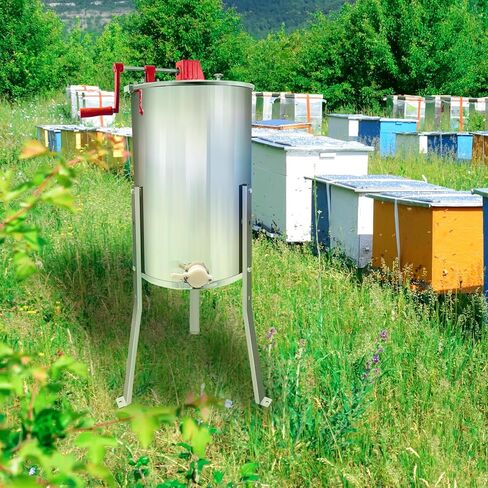 فاصل مستخرج العسل بإطار 4/8، طبلة دوارة على شكل قرص العسل، معدات طرد مركزي منحل من الفولاذ المقاوم للصدأ بدرجة الغذاء مع حوامل ارتفاع قابلة للتعديل، استخراج يدوي لتربية النحل in Kuwait