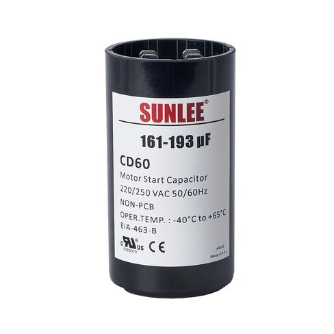 SUNLEE UL معترف به 161-193 فائق التوهج (MFD) 220-250 VAC CD60 مكثف بدء تشغيل المحرك الدائري 50/60 هرتز محرك كهربائي يعمل بالتيار المتردد مناسب عالميًا لتشغيل محرك التيار المتردد أو تشغيل المروحة ومكيف الهواء البارد أو المضخة الحرارية in Kuwait