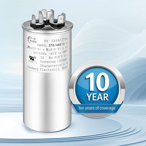 30+5 uF 30/5 MFD ±5% 370V/440VAC CBB65 Dual Run Start Round UL Listed AC Capacitor for Fan Motor Start or Heat Pump or Condenser Straight Cool(30+5uF) in Kuwait