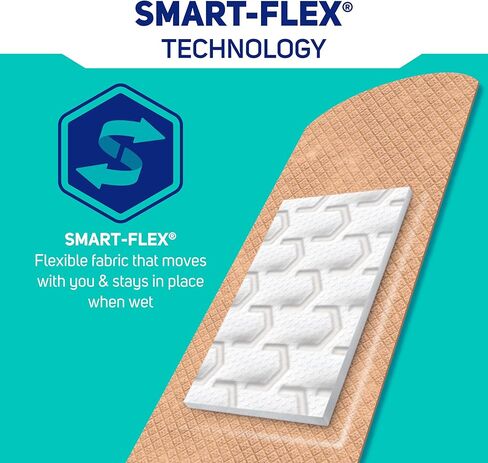 ضمادات قماشية ذكية مرنة من كير ساينس، 50 قطعة بأحجام متنوعة | حماية مرنة للإسعافات الأولية والعناية بالجروح in Kuwait