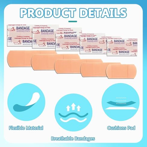 1500 جهاز كمبيوتر شخصى مجموعة متنوعة من الضمادات اللاصقة السائبة للماء لاصقة تنفس الضمادات للبشرة الحساسة المدارس الممرضات الشركات السفر مجموعات الإسعافات الأولية لوازم الرعاية بلا مأوى التبرعات (5 أحجام) in Kuwait